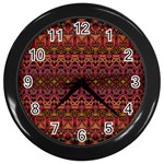 Boho Floral Pattern Wall Clock (Black)