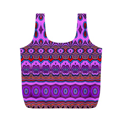 Boho Magenta Pattern Full Print Recycle Bag (M) from ArtsNow.com Front