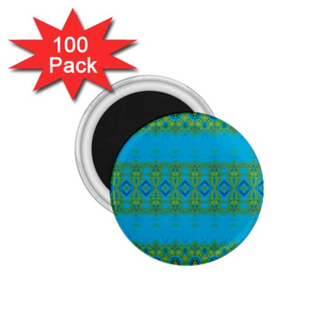 Boho Blue Green Pattern 1.75  Magnets (100 pack)  from ArtsNow.com Front