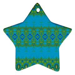 Boho Blue Green Pattern Star Ornament (Two Sides) from ArtsNow.com Back