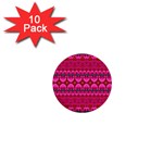 Boho Bright Pink Floral 1  Mini Buttons (10 pack) 