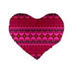 Boho Bright Pink Floral Standard 16  Premium Heart Shape Cushions