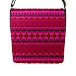 Boho Bright Pink Floral Flap Closure Messenger Bag (L)