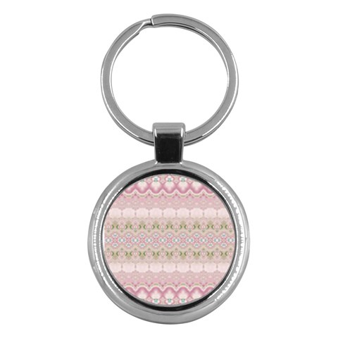 Boho Pastel Spring Floral Pink Key Chain (Round) from ArtsNow.com Front