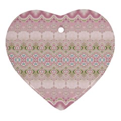 Boho Pastel Spring Floral Pink Heart Ornament (Two Sides) from ArtsNow.com Front