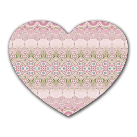 Boho Pastel Spring Floral Pink Heart Mousepads from ArtsNow.com Front