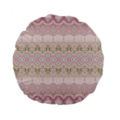 Boho Pastel Spring Floral Pink Standard 15  Premium Round Cushions from ArtsNow.com Front