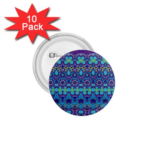 Boho Purple Blue Teal Floral 1.75  Buttons (10 pack) from ArtsNow.com Front