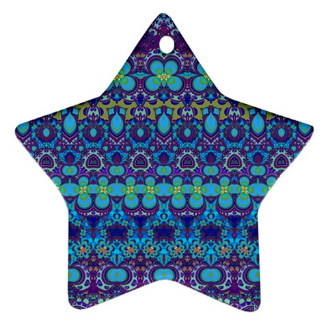 Boho Purple Blue Teal Floral Star Ornament (Two Sides) from ArtsNow.com Front