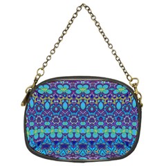 Boho Purple Blue Teal Floral Chain Purse (Two Sides) from ArtsNow.com Front