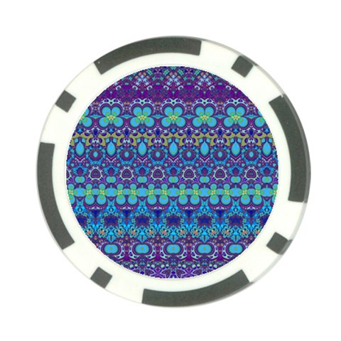 Boho Purple Blue Teal Floral Poker Chip Card Guard (10 pack) from ArtsNow.com Front