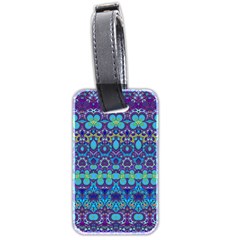 Boho Purple Blue Teal Floral Luggage Tag (two sides) from ArtsNow.com Back
