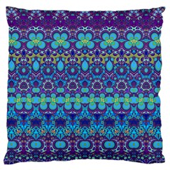 Boho Purple Blue Teal Floral Large Cushion Case (Two Sides) from ArtsNow.com Back