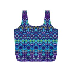 Boho Purple Blue Teal Floral Full Print Recycle Bag (S) from ArtsNow.com Front