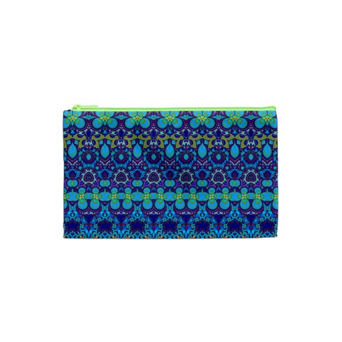 Boho Purple Blue Teal Floral Cosmetic Bag (XS) from ArtsNow.com Front