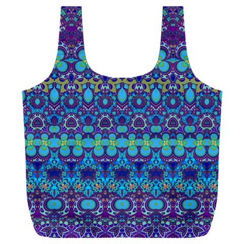 Boho Purple Blue Teal Floral Full Print Recycle Bag (XXXL) from ArtsNow.com Front