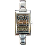 Boho Brown Blue Rectangle Italian Charm Watch