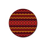 Boho Red Gold Rubber Coaster (Round) 