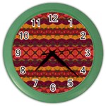 Boho Red Gold Color Wall Clock