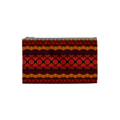 Boho Red Gold Cosmetic Bag (Small) from ArtsNow.com Front
