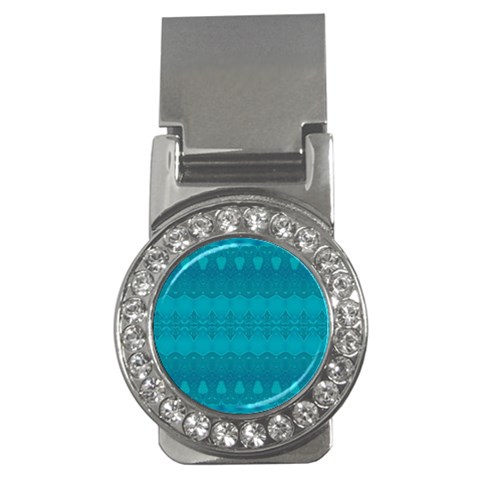 Boho Teal Pattern Money Clips (CZ)  from ArtsNow.com Front