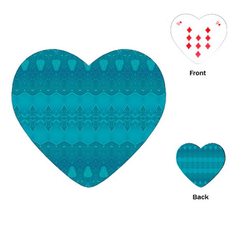 Boho Teal Pattern Playing Cards Single Design (Heart) from ArtsNow.com Front