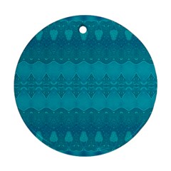 Boho Teal Pattern Round Ornament (Two Sides) from ArtsNow.com Back