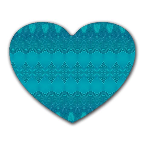 Boho Teal Pattern Heart Mousepads from ArtsNow.com Front