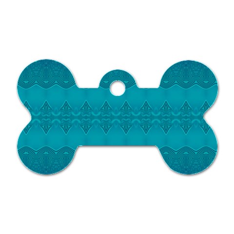 Boho Teal Pattern Dog Tag Bone (Two Sides) from ArtsNow.com Front