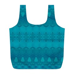 Boho Teal Pattern Full Print Recycle Bag (L) from ArtsNow.com Back