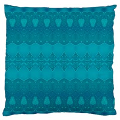 Boho Teal Pattern Large Flano Cushion Case (Two Sides) from ArtsNow.com Back