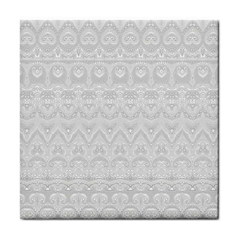 Boho White Wedding Lace Pattern Tile Coaster from ArtsNow.com Front