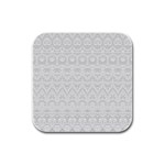 Boho White Wedding Lace Pattern Rubber Square Coaster (4 pack) 