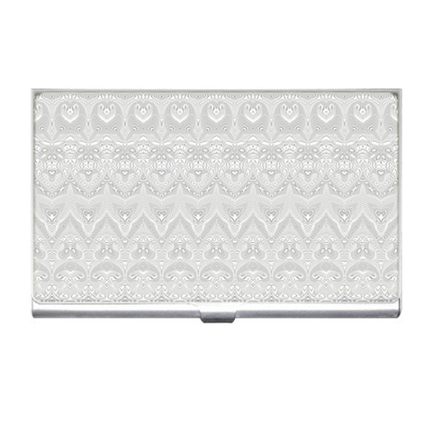 Boho White Wedding Lace Pattern Business Card Holder from ArtsNow.com Front
