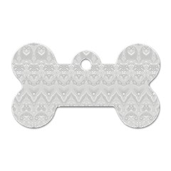 Boho White Wedding Lace Pattern Dog Tag Bone (Two Sides) from ArtsNow.com Back