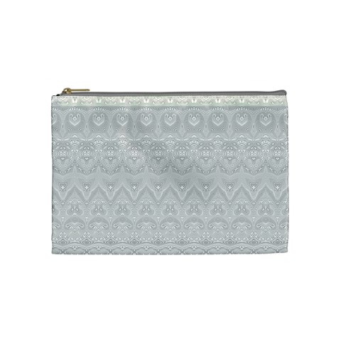 Boho White Wedding Lace Pattern Cosmetic Bag (Medium) from ArtsNow.com Front