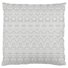 Boho White Wedding Lace Pattern Large Cushion Case (Two Sides) from ArtsNow.com Front