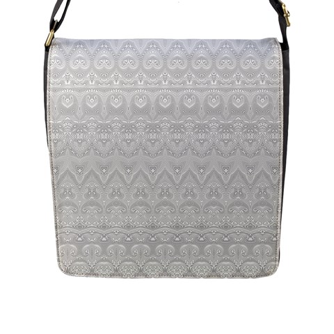 Boho White Wedding Lace Pattern Flap Closure Messenger Bag (L) from ArtsNow.com Front