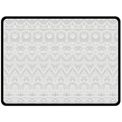 Boho White Wedding Lace Pattern Double Sided Fleece Blanket (Large)  from ArtsNow.com 80 x60  Blanket Front