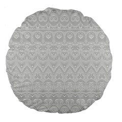 Boho White Wedding Lace Pattern Large 18  Premium Flano Round Cushions from ArtsNow.com Back