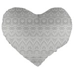Boho White Wedding Lace Pattern Large 19  Premium Flano Heart Shape Cushions