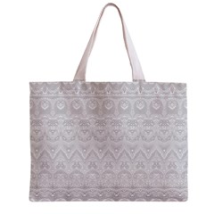 Boho White Wedding Lace Pattern Zipper Mini Tote Bag from ArtsNow.com Back