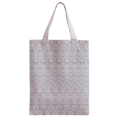 Boho White Wedding Lace Pattern Zipper Classic Tote Bag from ArtsNow.com Front