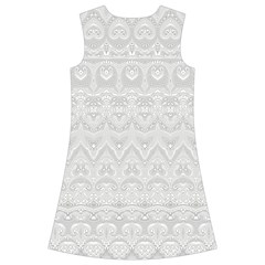 Boho White Wedding Lace Pattern Kids  Short Sleeve Velvet Dress from ArtsNow.com Back