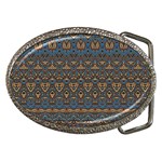 Boho Blue Gold Pattern Belt Buckles