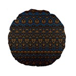 Boho Blue Gold Pattern Standard 15  Premium Round Cushions