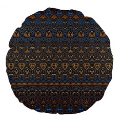 Boho Blue Gold Pattern Large 18  Premium Flano Round Cushions from ArtsNow.com Back