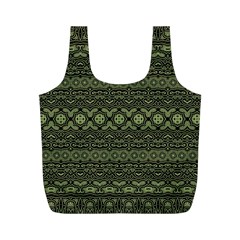 Boho Sage Green Black Full Print Recycle Bag (M) from ArtsNow.com Front