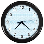 Boho Baby Blue Pattern Wall Clock (Black)