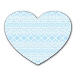 Boho Baby Blue Pattern Heart Mousepads